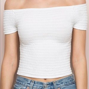 Brandy Melville White Off theShoulder Charlene Top